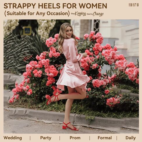 IDIFU IN2 Rhinestone Strappy Heels for Women Low Block Chunky Heels Square Open Toe Slingback Heeled Sandals Prom Wedding Bridal Dress Shoes Comfortable Sparkly Dressy Cute Trendy Short Thick Heels in Saudi Arabia