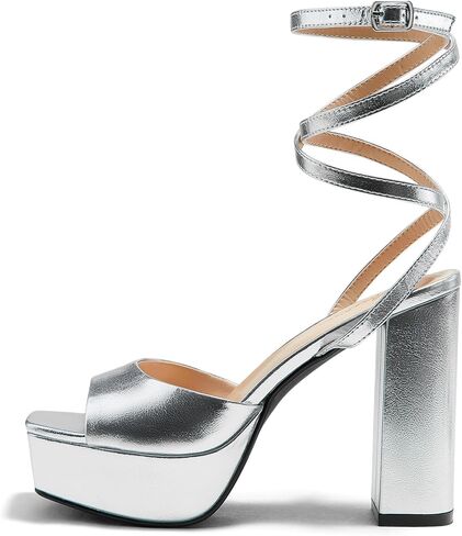 Arromic Women's Platform Strappy Heels High Chunky Sandals 4.5 Inches Square Open Toe Heeled Sandals Black Blue Red Ankle Strap Sexy Pumps Prom Dress Party Wedding Shoes in Saudi Arabia