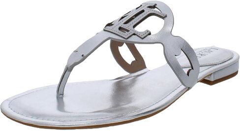 Lauren Ralph Lauren Women's Audrie Sandal Bright Silver Metallic Leather 8.5 B - Medium in Saudi Arabia