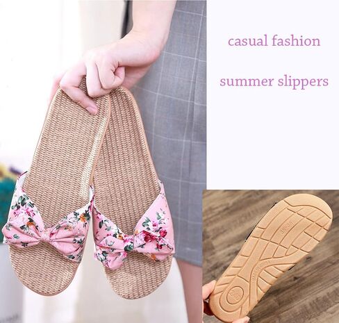 Women Flat Slippers Open Toe Floral Sandals Girl French Casual Slipper Bowknot Beach Shower Shoes Summer Non-Slip Slides in Saudi Arabia