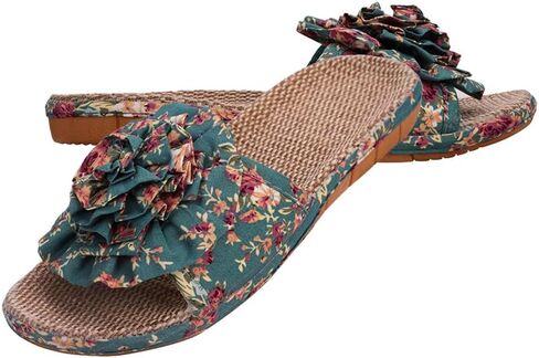 Women Flat Slippers Open Toe Floral Sandals Girl French Casual Slipper Bowknot Beach Shower Shoes Summer Non-Slip Slides in Saudi Arabia