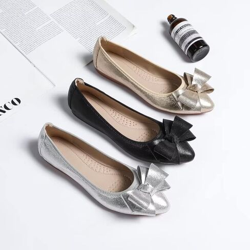 Stunner Womens Fashion Foldable Pointed Toe Ballet Flats Rhinestone Loafers | Sparkly Comfort Slip on Wedding Shoes Outdoor Soft Memory Foam Anti-Slip for Working Nurse Pregnant Woman in Saudi Arabia