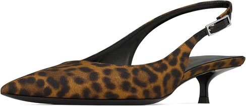 YIYA Women's Leopard Slingback Pumps Sandals Closed Pointy Toe Kitten Low Heels Backless Slip On Evening Party Shoes in Saudi Arabia