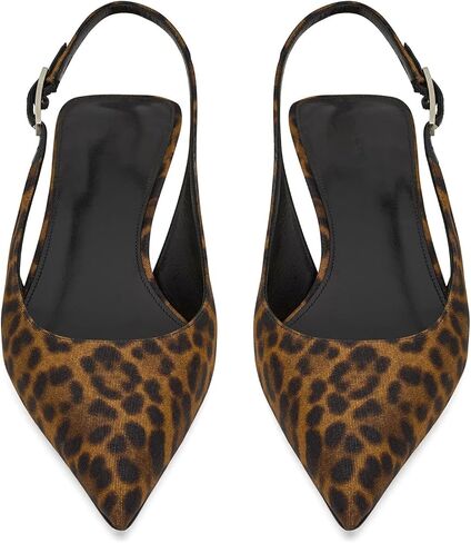 YIYA Women's Leopard Slingback Pumps Sandals Closed Pointy Toe Kitten Low Heels Backless Slip On Evening Party Shoes in Saudi Arabia