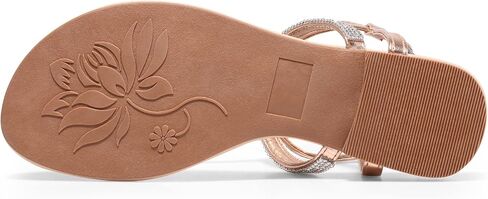 Womens Rhinestone Sandals T-Strap Crystal Flat Dressy Adjustable Ankle Thong Summer Sandals in Saudi Arabia