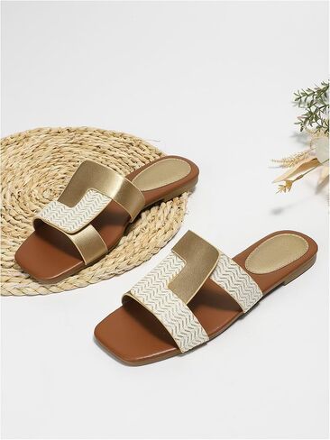 صنادل الشاطئ النسائية من GORGLITTER Twist Cross Colorblock ذات شريط مزدوج وأحذية شاطئ مربعة مفتوحة عند الأصابع in Kuwait