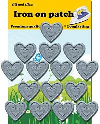 Iron On Patches - Black Heart Patch 10 pcs Iron On Patch Embroidered Applique 1.26 x 1.18 inches 3.2 x 3 cm - A-22 in Kuwait