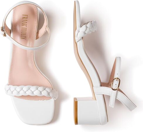 Frank Mully Women's Braided Sandal Heels Ankle Strap Comfortable Blocked Heeled Sandals Square Open Toe Cute Prom Pump Sandals Shoes in Saudi Arabia