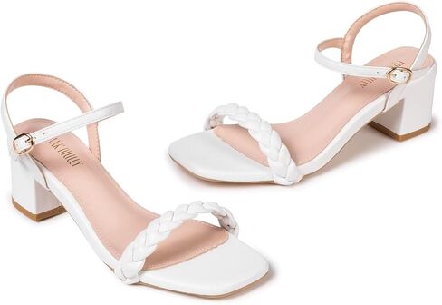 Frank Mully Women's Braided Sandal Heels Ankle Strap Comfortable Blocked Heeled Sandals Square Open Toe Cute Prom Pump Sandals Shoes in Saudi Arabia