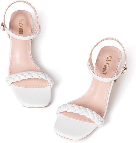 Frank Mully Women's Braided Sandal Heels Ankle Strap Comfortable Blocked Heeled Sandals Square Open Toe Cute Prom Pump Sandals Shoes in Saudi Arabia