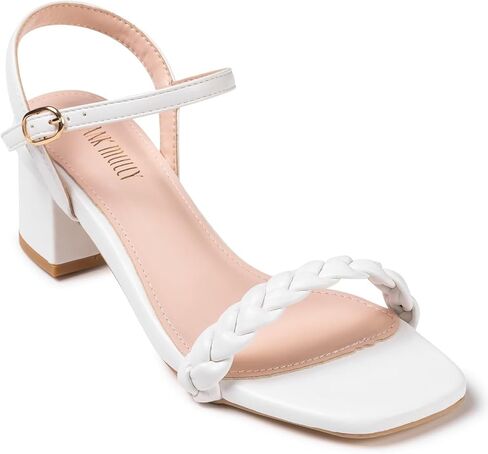 Frank Mully Women's Braided Sandal Heels Ankle Strap Comfortable Blocked Heeled Sandals Square Open Toe Cute Prom Pump Sandals Shoes in Saudi Arabia