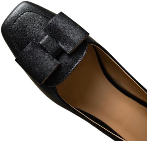 TinaCus Handmade Women's Genuine Leather Décor Bow Square Toe Flats Shoes in Saudi Arabia