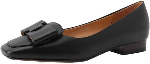 TinaCus Handmade Women's Genuine Leather Décor Bow Square Toe Flats Shoes in Saudi Arabia
