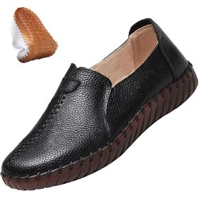 Women's Leather Casual Cutout Loafers Flat Slip-on Shoes,Handmade Stitch Comfort Breathable Oxford Softsole Walking
