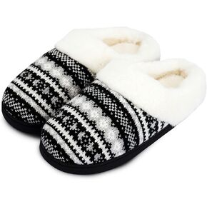 AONEGOLD Women's Memory Foam Slippers Warm Plush Lined House Slippers Cozy Knit Bedroom Slippers Anti-Skid Sole for Indoor Outdoor
