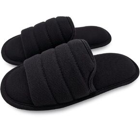 ofoot Womens Cotton Memory Foam Summer House Slippers Slides Indoor Bedroom Sandal Shoes Open Toe Washable With Non Slip Rubber Sole