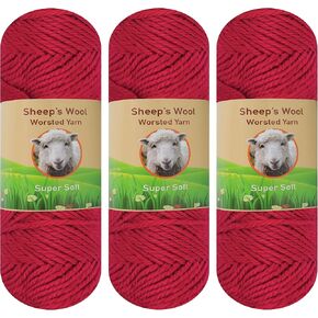 3-Pack Sheep’s 50% Wool Worsted Yarn for Knitting and Crocheting 10.5 oz, 495 Yards Imported (Aegean 37)