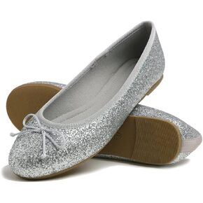 Women's Shiny Ballet Flats Sparkle Memory Foam Cushioned Colorful Glitter