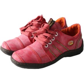 TMA EYES Women's Casual Leather Shoes Hand Stitched Comfortable Lace-up Walking Shoes