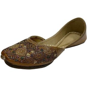 Punjabi Jutti Mojari Flat Shoes Khussa Traditonal Jooti Ethnic Handmade Soft Leather Juti