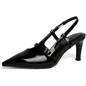 حذاء نسائي بكعب Slingback حذاء هريرة بكعب عالٍ للنساء مغلق بمقدمة مدببة مع إبزيم فستان مثير لحفلات الزفاف