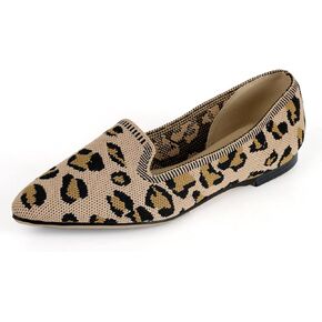 أحذية MUSSHOE المسطحة للنساء سهلة الارتداء وأحذية الباليه المسطحة والأحذية المسطحة المدببة عند الأصابع للنساء أحذية مريحة أنيقة للنساء، جلد الفهد 9 in Kuwait