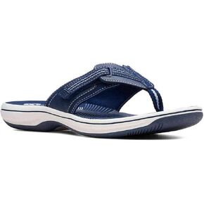 Clarks Women's Brinkley Jazz Hanging Flip Flop Sandal, Navy Synthetic, Size 10.0