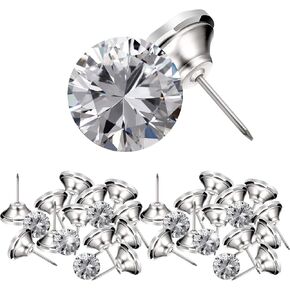 Crystal Upholstery Buttons 25 mm Crystal Upholstery Tacks Clear Crystal Head Upholstery Nails Imitate Diamond Buttons for Sewing DIY Sofa and Wall Decor (30 Pieces)