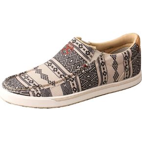 Twisted X Women's Hooey Loper Slip-On Shoes - Cool and Casual Hooey Shoes with Fashionable Textile Fabric Design - Features ecoTweed Lining and Blended Rice Husk Outsole, Taupe & Black, 7.5 M