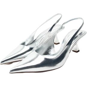Fashion Slingback Pumps Shoes for Women Pointed Toe Kitten Heels