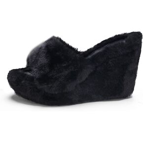 Women Fluff Wedge Slippers Fashion Sandals Plush Platform