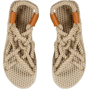 Verdusa Women's Braided Rope Sandals Crisscross Strappy Open Toe Summer Slide Sandals