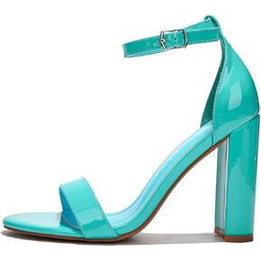 Cape Robbin Athens Chunky High Heels with Ankle Strap for Women, Women's Round Toe Heeled Sandals - Orange Size 9 in Kuwait