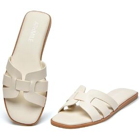 ATHMILE Womens Sandals Dressy Summer Flat Beach Comfortable Cute Sandals for Women Slides Casual Dress Sandal 2024 Size 6-11