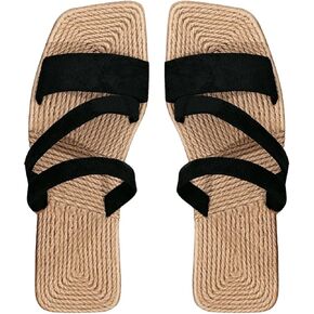 Verdusa Women's Strappy Slide Sandals Square Toe Slip On Sandals