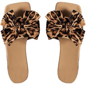 Verdusa Women's Square Toe Bow Slide Sandals Casual Summer Sandals