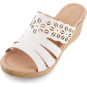 Alexis Leroy Women's Open Toe Comfort Strappy Wedge Slide Sandals