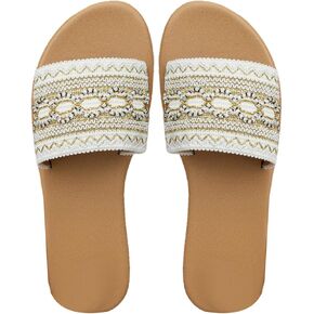 GORGLITTER Women's Summer Beach Sandals Slip On Open Toe Slide Flat Sandals