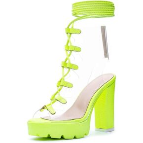Women's Platform high Heels Strap Peep Toes Dress Clear Shoes White Green Black Wedding Banquet Beautiful Sandals Summer