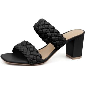 صنادل نسائية بكعب مضفر من MUSSHOE، كعب مربع مفتوح عند الأصابع، كعب مكتنز، صنادل منزلق