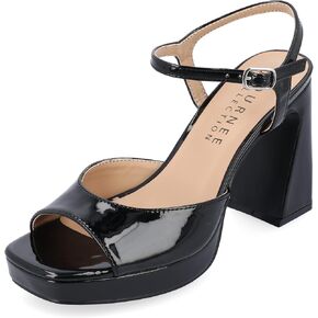 Journee Collection Womens Ziarre Platform Heel with Open Toe and Buckle Detail
