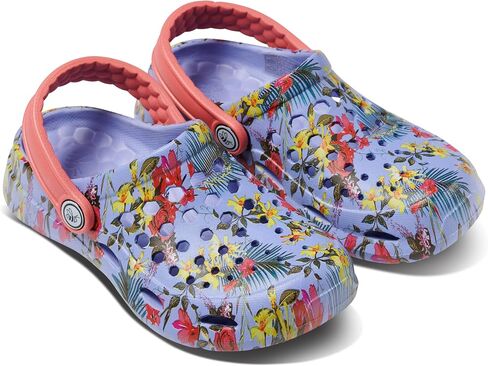 Joybees Kids Active Clog, Slip-On, Easy to Clean, Graphic Blue Iris Tropical Floral, Children's 6/7 in Saudi Arabia