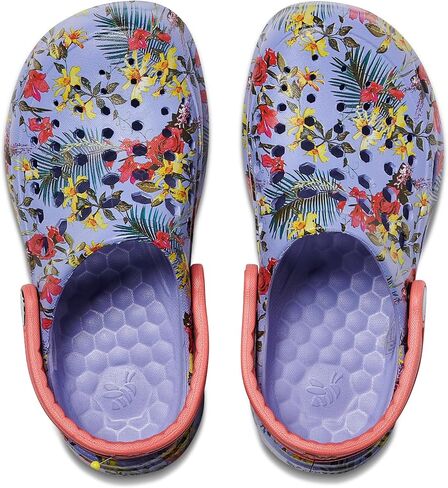 Joybees Kids Active Clog, Slip-On, Easy to Clean, Graphic Blue Iris Tropical Floral, Children's 6/7 in Saudi Arabia