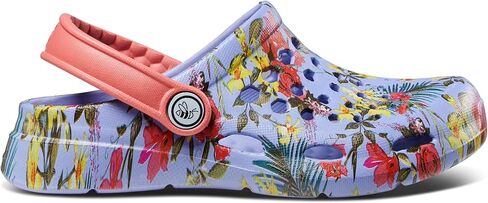 Joybees Kids Active Clog, Slip-On, Easy to Clean, Graphic Blue Iris Tropical Floral, Children's 6/7 in Saudi Arabia