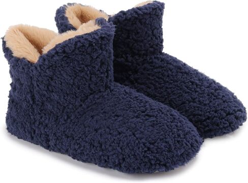 NodNod Women's Faux Sherpa Slipper Booties with Cozy Memory Foam Insole, Winter Warm Fluffy House Slippers with Nonslip Rubber Sole for Indoor Bedroom in Saudi Arabia