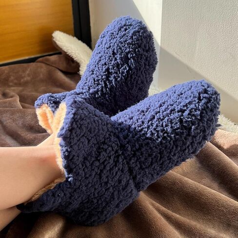 NodNod Women's Faux Sherpa Slipper Booties with Cozy Memory Foam Insole, Winter Warm Fluffy House Slippers with Nonslip Rubber Sole for Indoor Bedroom in Saudi Arabia