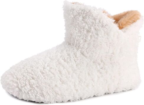 NodNod Women's Faux Sherpa Slipper Booties with Cozy Memory Foam Insole, Winter Warm Fluffy House Slippers with Nonslip Rubber Sole for Indoor Bedroom in Saudi Arabia