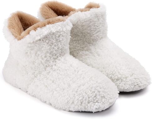 NodNod Women's Faux Sherpa Slipper Booties with Cozy Memory Foam Insole, Winter Warm Fluffy House Slippers with Nonslip Rubber Sole for Indoor Bedroom in Saudi Arabia