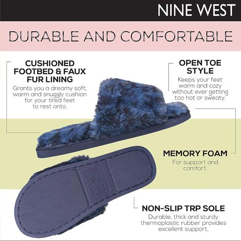Nine West Womens Comfy Soft Memory Foam Fluffy House Slide Slippers in Saudi Arabia