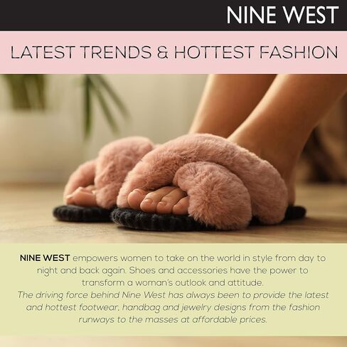 Nine West Womens Comfy Soft Memory Foam Fluffy House Slide Slippers in Saudi Arabia
